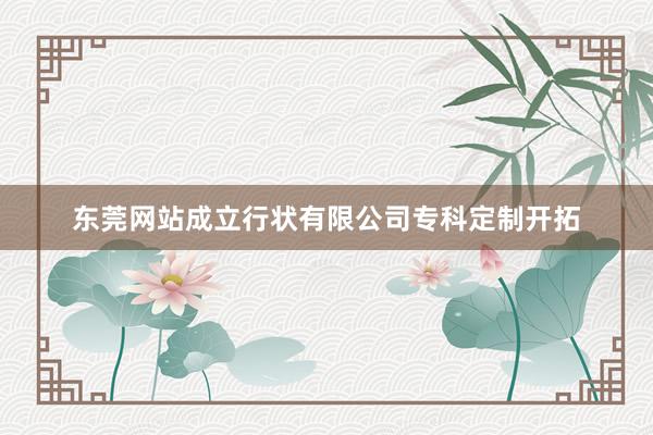 东莞网站成立行状有限公司专科定制开拓
