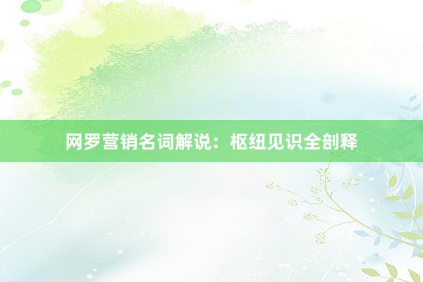 网罗营销名词解说：枢纽见识全剖释