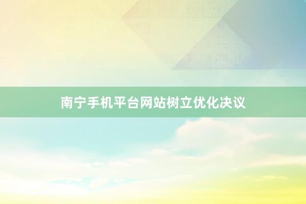 南宁手机平台网站树立优化决议